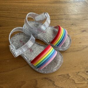 Jelly Glitter Sandals with Rainbow Straps